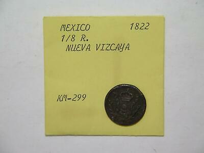 Mexico 1822 1/8 Real Durango Nueva Vizcaya Empire Of Iturbide World Coin 🌈⭐🌈