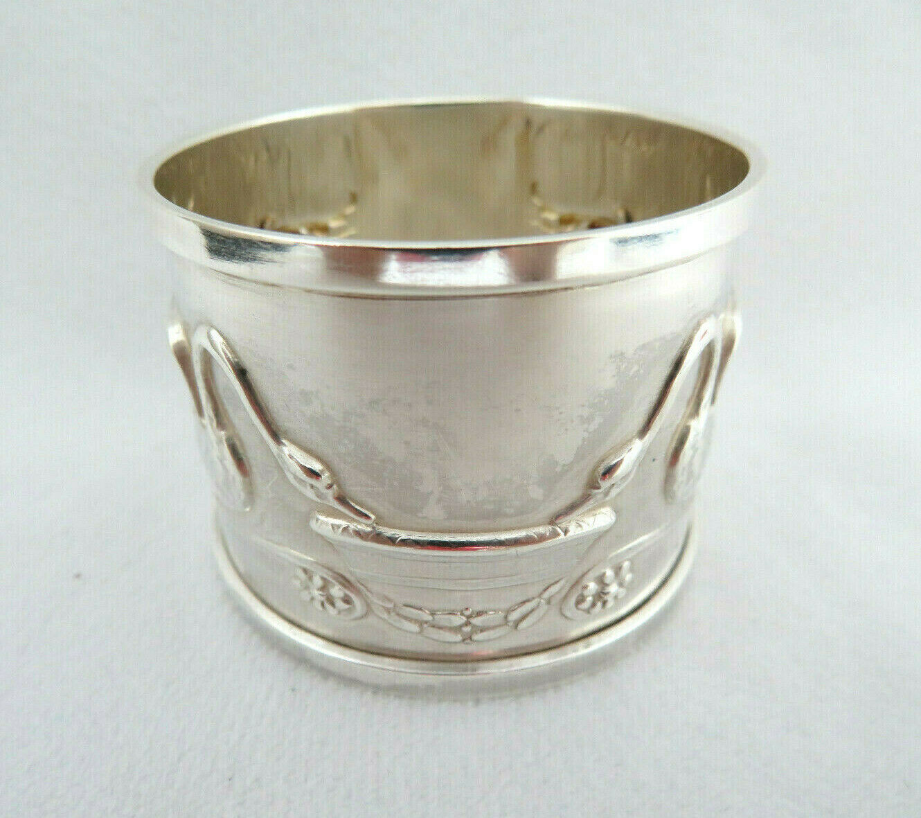 Antique Art Nouveau 800 German Drgm Silver Napkin Ring W/ Swans ~ No Mono