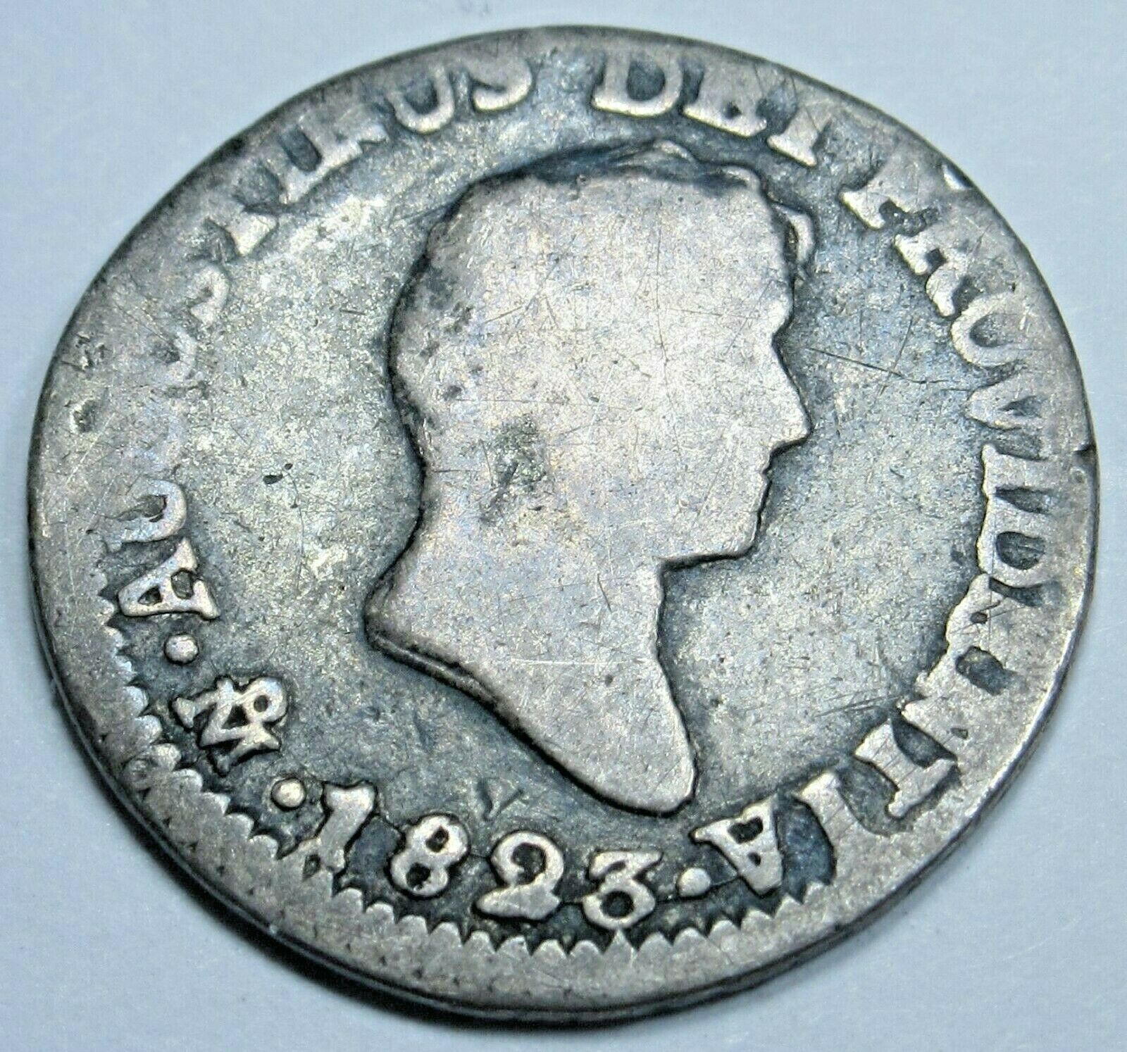 1823 Iturbide Mexico Silver 1/2 Reales Old Revolution Antique 1800's Silver Coin