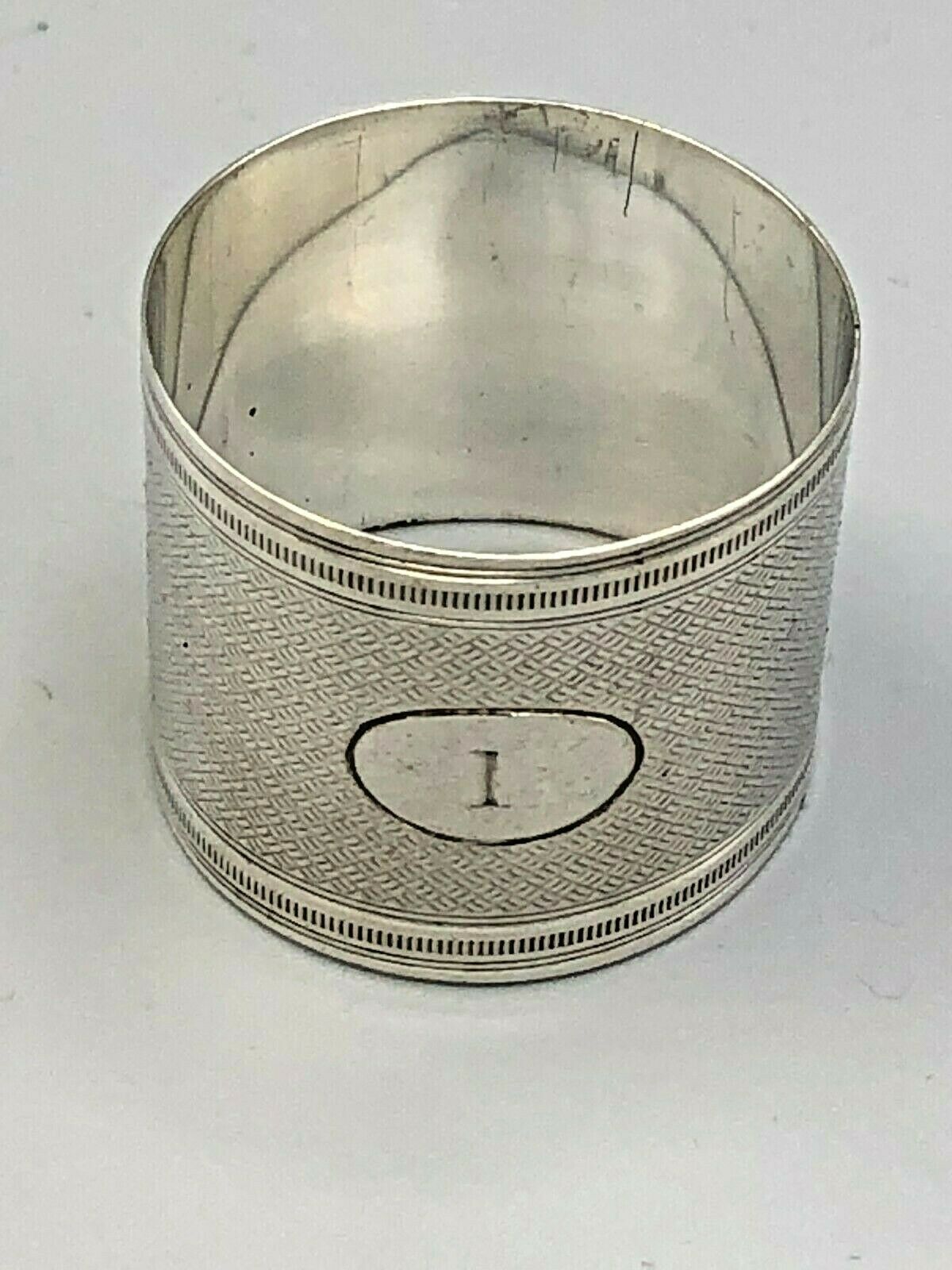 English Sterling Silver Napkin Ring 1.25" Wide, With #1 Engraved On It
