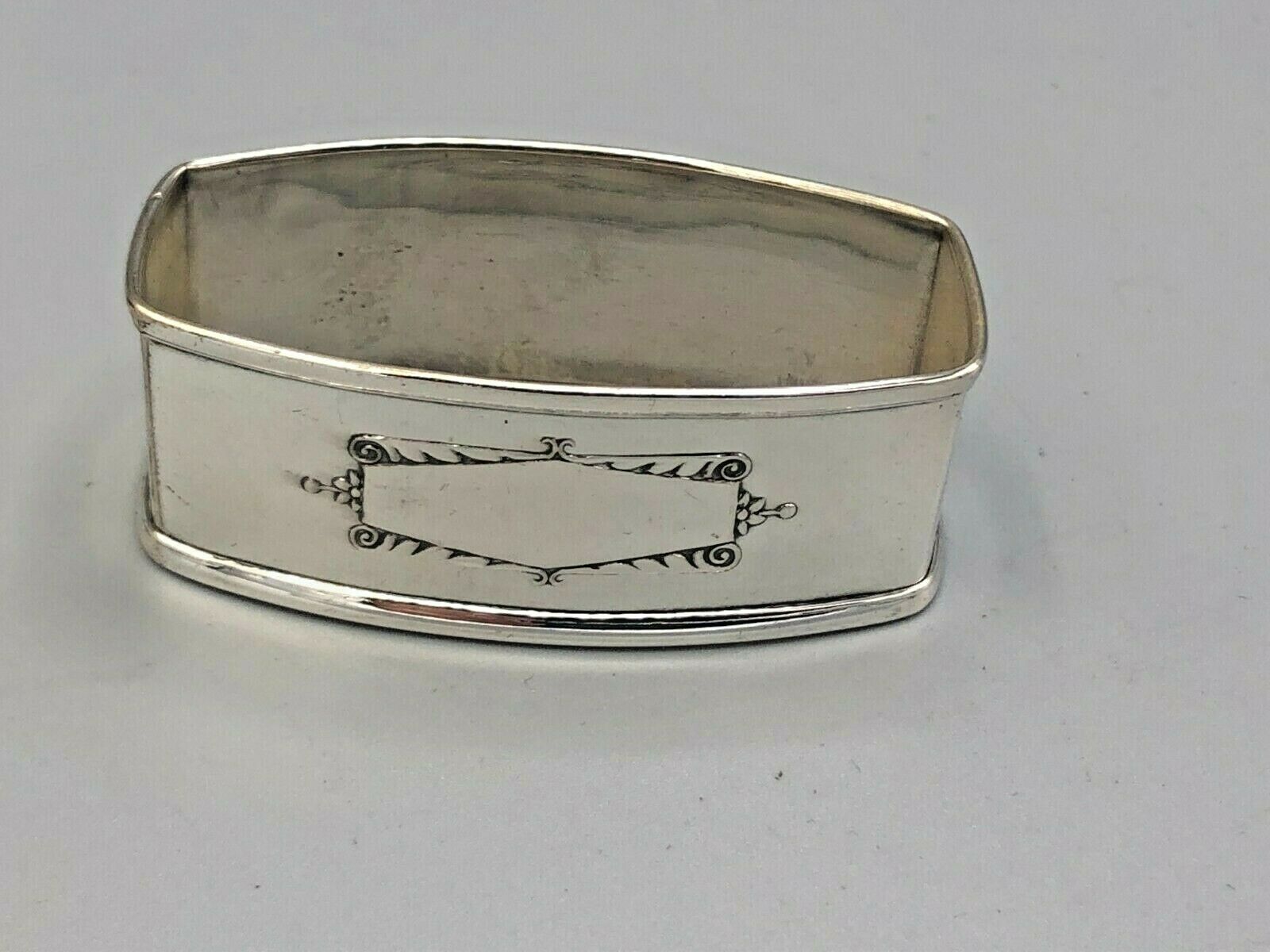 Oblong Webster Sterling Silver Napkin Ring , 2 1/8" Long, Band .75" Wide